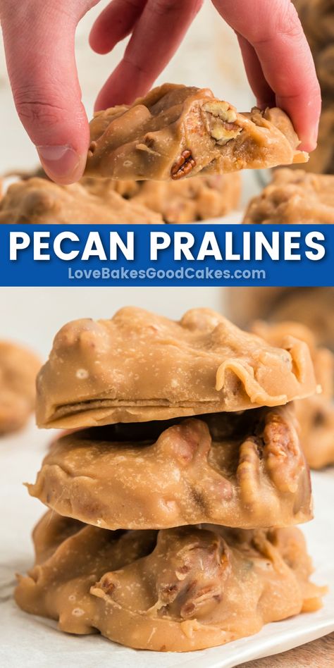 Pecan Pralines pin collage Pecan Candy Recipe Condensed Milk, Praline Bacon Recipe, Pecan Praline Candy Recipe, Praline Pecans Recipe, Pecans Recipes, Pecan Pralines Recipe, Soft Caramels Recipe, Pralines Recipe, Pecan Candy