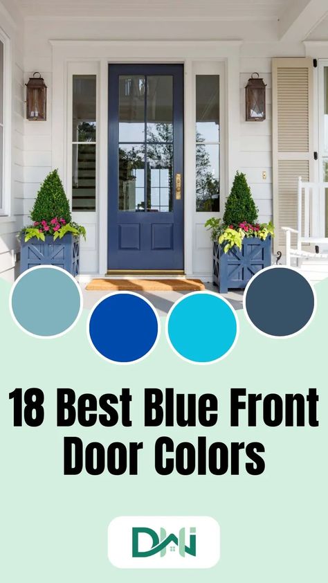 Discover the benefits of using blue front door color for home exteriors, including tips for selecting the right shade, complementary colors and styling ideas. Teal Door Colors, Turquoise Doors Front Entrance, Best Blue Door Paint Colors, Tan House Blue Door, Blue Front Door Colors Sherwin Williams, Navy Front Door Colors, Front Door Colors With Blue Siding, Blue House Front Door Color, Blue Front Door Paint Colors