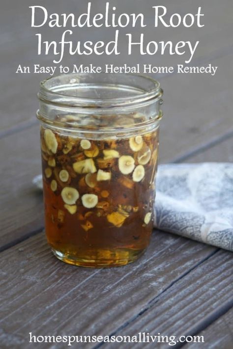 #natural Infused Honey, Body Flush, Herbal Tinctures, Herbal Recipes, Dandelion Root, Herbal Healing, Herbs For Health, Dandelion Recipes, Wild Food