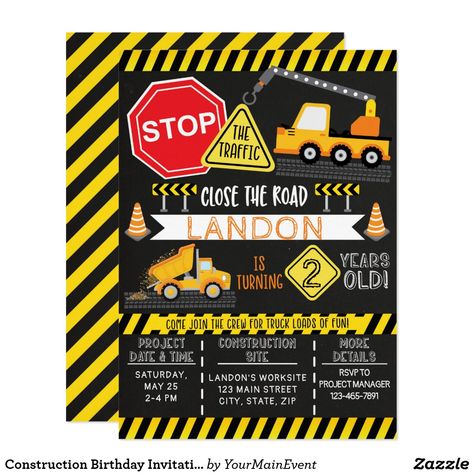 Construction Birthday Invitation Dump Truck Party Dump Truck Party, Construction Invitations, Mermaid Birthday Party Invitations, Construction Birthday Invitations, Construction Birthday Parties, Truck Party, Floral Baby Shower Invitations, Boy Birthday Invitations, Construction Party