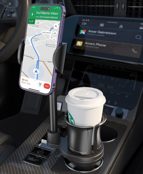 PRICES MAY VARY. 【2 in 1 Car Cup Phone Holder】The most unique design of the cup holder phone mount is that it can hold your phone while also holding your cup. The bottom of the cup holder is stable due to its triangular design. Made of high-quality ABS material, high strength, durable and toughness, so as to give you a better experience 【Universal Compatibility】The phone mount is compatible with all 4"-7" screen smartphones, such as iPhone 13 12 11 Pro Max Mini XS XR X 8 Plus 8 7 Plus 7 6S Plus Car Gadgets, Car Cell Phone Holder, Cup Phones, Holder Phone, All Mobile Phones, Cell Phone Stand, Apple Phone, Phone Mount, Car Phone Holder