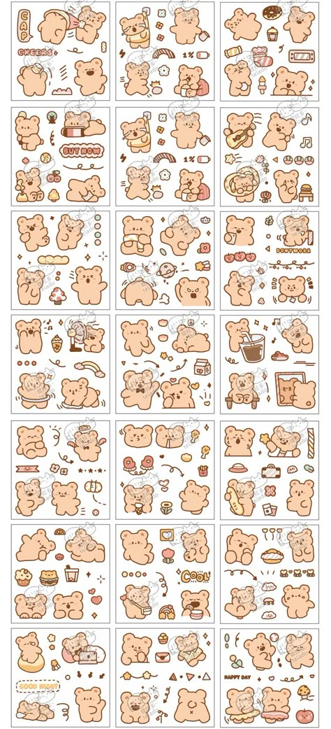 Mohamm 100 Pcs/box Cute Rabbit Bear Stickers Scrapbooking Stationery School Supplies - Stationery Sticker - AliExpress Aliexpress Stickers, 귀여운 음식 그림, Korean Stickers, Stickers Kawaii, Scrapbook Stickers Printable, Cute Doodles Drawings, Cute School Supplies, Cute Kawaii Drawings, Cute Doodle Art