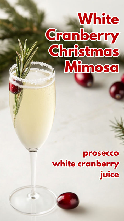 White Cranberry Christmas Mimosa Christmas Drink And Appetizer, White Cranberry Mimosa Glitter, Merry Mimosa Pomegranate Cranberry Ice, Christmas Cranberry Mimosa, Holiday Drinks Prosecco, Cranberry Mimosa Champagne, Champagne With Cranberries, Holiday Drinks Alcohol Christmas Pitcher, Christmas Themed Mimosa