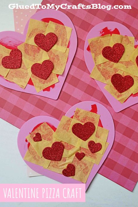 Kid Valentines Crafts, Easy Preschool Valentines Crafts, Valentine Arts And Crafts For Toddlers, Cute Valentines Crafts For Kids, You Stole A Pizza My Heart Craft, Pizza Heart Craft, Valentines Pizza Craft, February Crafts Toddlers, Heart Art For Toddlers