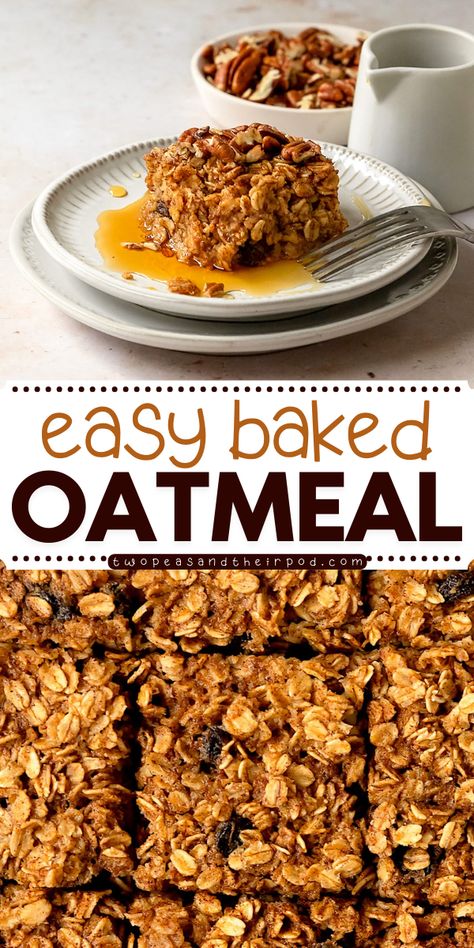 Enjoy Baked Oatmeal as a perfect holiday brunch idea! This Christmas morning breakfast includes an easy to make oven baked oatmeal recipe with old fashioned oats, applesauce, raisins, or dried cranberries. It’s healthy, vegetarian, and kid friendly. Try it today! Baked Oatmeal With Quinoa, Baked Oatmeal With Raisins, Quick Oats Baking Recipes, Baked Oatmeal No Milk, Baked Apple Oatmeal Breakfast, Healthy Old Fashioned Oats Recipes, Low Cholesterol Baked Oatmeal, How To Make Baked Oatmeal, Baked Oatmeal Recipes Breakfast Greek Yogurt