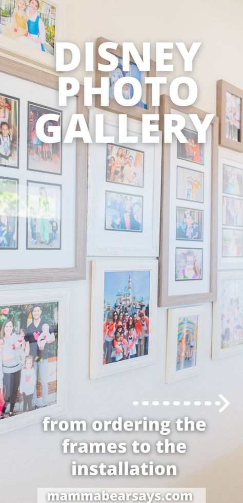 Disney Picture Collage Wall, Disney Photo Collage Wall, Disney Photo Wall Display, Disney Gallery Wall Ideas, Disney Photo Wall Collage, Disney Collage Wall, Disney Picture Wall, Disney Wall Decor Ideas, Disney Photo Wall