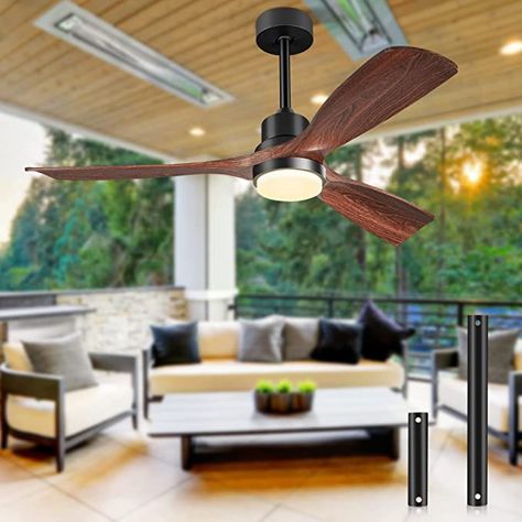 Ceiling Fans with Lights and Remote, 52 Inch Outdoor Ceiling Fan for Patios with Light, Modern Ceiling Fan Noiseless Reversible DC Motor with 3 Blades and 2 Downrods, Farmhouse for Home, Office Wood Ceiling Fans, Ceiling Fans With Lights, Fans With Lights, Farmhouse Ceiling Fan, 3 Blade Ceiling Fan, Outdoor Bedroom, Outdoor Ceiling, Modern Ceiling Fan, Ceiling Fan With Remote