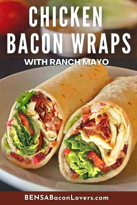 Chicken Bacon Wraps with Ranch Mayo Bacon Wraps, Ranch Wraps, Chicken Bacon Ranch Wrap, Dinner Ingredients, Chicken Crispy, Chicken Wrap Recipes, Ranch Salad, Medicine Tips, Bacon Sandwich