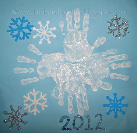 Handprint Snowflake Art - Fun Handprint Art Snowflakes Art, January Crafts, Snowflake Craft, Footprint Crafts, Footprint Art, Handprint Crafts, Daycare Crafts, Winter Crafts For Kids, Preschool Christmas