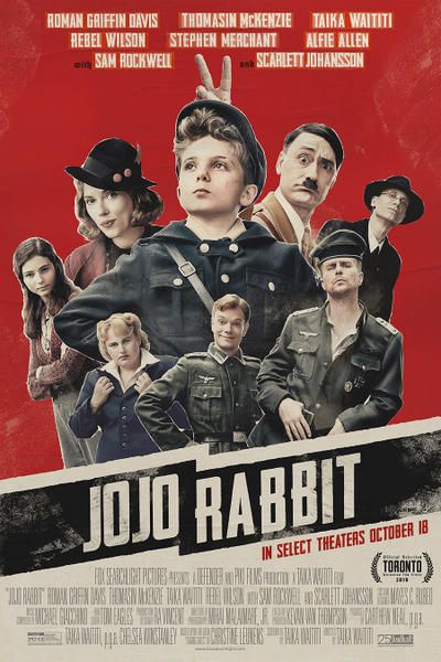 Jojo Rabbit poster art Hunt For The Wilderpeople, Jojo Rabbit, Alfie Allen, Oscars 2020, Chris Kyle, Sacha Baron Cohen, Josh Hartnett, Zombie Land, Inglourious Basterds