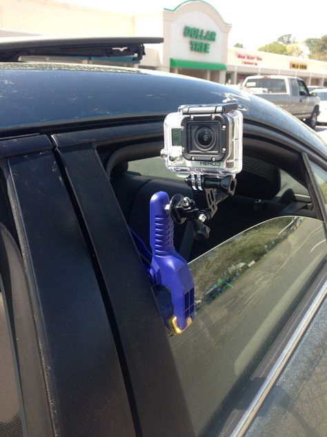 $6 - GoPro HERO 3 DIY homemade clamp mount! Materials: - GoPro tripod mount - Clamp with rubber ends - 1/4"x20(thread size) machine screw - 2 x 1/4" hex nuts - washer that fits around the screw about the size of the tripod mount Assemble as shown in the picture. NOTE: Really tighten down on the machine screw so it doesnt move. Use the other nut and washer so you can tighten (7/16ths wrench) the camera facing whichever way you like. Easy Sliders, Gopro Diy, Gopro Pictures, Gopro Ideas, Gopro Video, Film Equipment, Camera Slider, Gopro Mount, Gopro Photography