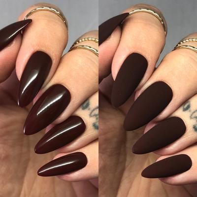 Dark Red Gel Nails, Red Gel Nails, Hair Skin Nails, Brown Nails, Classy Nails, Chic Nails, Creative Nails, Matte Nails, Gel Color