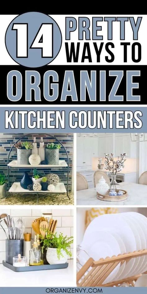 How To Organize Kitchen Counters, Small Kitchen Counter Organization, Kitchen Countertops Quartz, Kitchen Countertop Organization Ideas, Upcycle Kitchen, Declutter Kitchen Counter, Organize Kitchen Countertops, Modern Kitchen Countertops, Small Kitchen Counter