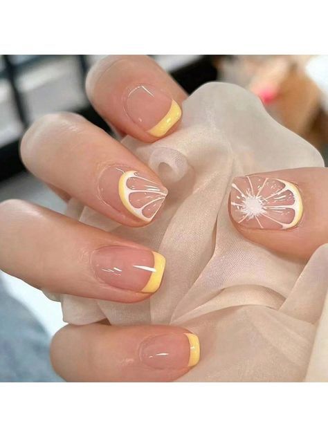 Lemon Nails, Summer Gel Nails, Cute Simple Nails, Pretty Nail Art, Nail Art Ideas, Cute Nail Designs, Nail Technician, Simple Nails, Nail Tips