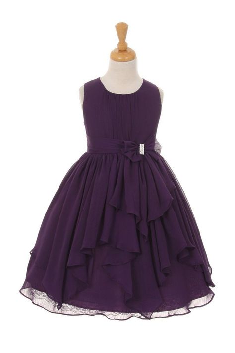 Eggplant Flower Girl Dress, Plum Flower Girl Dresses, Purple Flower Girl Dress, Chiffon Flower Girl Dress, Ruffle Flower, Girls Easter Dresses, Purple Wedding Flowers, Chiffon Flowers, Wedding Flower Girl