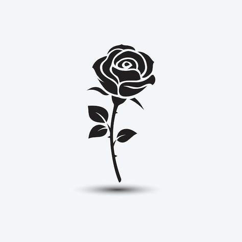 Vector rosa silueta monocromo vector ais... | Premium Vector #Freepik #vector #rosa-negro #rosa #rosa-dibujo #floral Rose Vector Art, Rose Vector Design, Silouette Tattoo, Roos Tattoo, Rose Cricut, Shape Project, Rosa Vector, Rose Symbol, Rose Silhouette