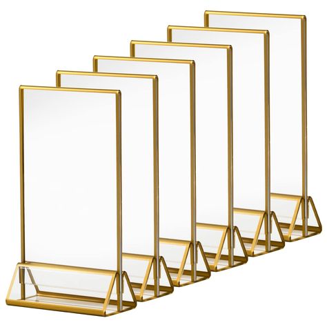 Double Sided Picture Frame, Acrylic Sign Holder, Wedding Table Number Holders, Table Number Stands, Gold Table Numbers, Table Number Holders, Menu Holders, Restaurant Signs, Restaurant Tables