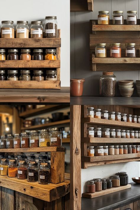 Ready to spice up your kitchen? Learn how to create a charming DIY spice rack using recycled wood. This fun project not only helps you save money but transforms materials that would otherwise go to waste into a functional kitchen organizer. You'll love the freshness it brings to your space while maximizing storage. Perfect for any cooking enthusiast looking to organize spices in an eco-friendly way. Unleash your creativity with step-by-step tips and expert advice for an eye-catching finish to your kitchen decor! Rustic Spice Rack Ideas, Rustic Spice Rack, Spice Rack Uses, Spice Rack Ideas, Organize Spices, Diy Spice Rack, Diy Spices, Eco Friendly Kitchen, Spice Organization