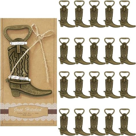 Amazon.com: 20 PCS Beer Bottle Openers Retro Style Cowboy Boot Beer Opener Wedding Party Birthday Party Favors for Guests: Home & Kitchen Boot Bottle Opener, Western Party Favors, Rustic Wedding Party Favors, Christmas Bbq, Tag Cards, Brass Bottle Opener, Cowboy Wedding, Bridal Party Favors, Western Parties