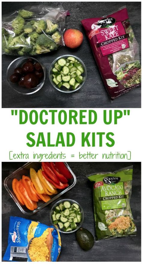 Doctored up salad kits are a great way to get more veggies and healthy ingredients in your diet with the help of this handy grocery store shortcut. Mom To Mom, Homemade Caesar Salad Dressing, Low Calorie Salad, Salad Kit, Salad Kits, Dairy Free Dinner, More Veggies, Caesar Salad Dressing, Snack Bites