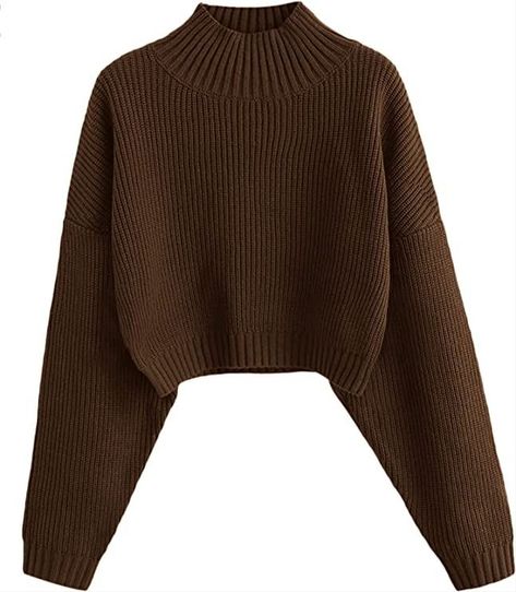 Cropped Turtleneck Sweater, Cropped Turtleneck, Drop Shoulder Sweater, Cropped Knit Sweater, Casual Sweater, Drop Shoulder Sweaters, Vintage Fits, Casual Sweaters, Knitted Pullover Sweaters