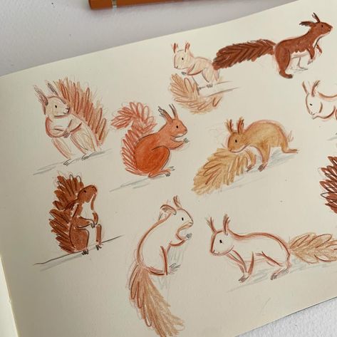 Scribbly red squirrels 🍂 . #redsquirrel #squirrel #squirrellove #sketchbook #sketching #wildlifeart #pencilsketch #sararhys Squirrel Doodle Cute, Red Squirrel Drawing, Sketch Book Christmas, Drawing A Squirrel, Red Squirrel Illustration, Squirrel Cute Illustration, Squirrel Line Drawing, Red Pencil Drawings, Christmas Color Pencil Drawings