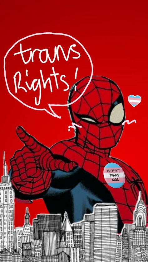 spiderman said trans rights fr #spiderman #trans rights Trans Spiderman Fanart, Trans Spiderman, Trans Boys, Trans Rights, Peter Parker, Deadpool, Spiderman, Marvel, Wallpapers