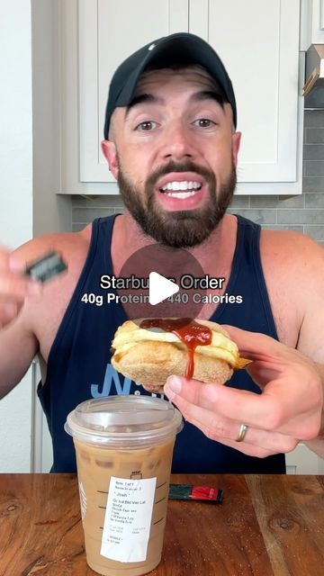 Josh New on Instagram: "Starbucks order for high protein breakfast or lunch⁣ ⁣ Total macros for entree:⁣ 345 calories 35g P / 38g C / 6g F for double with 1/2 bread⁣ ⁣ 80 calories 8g P / 12g C / 0g F⁣ ⁣ Total macros for drink:⁣ 100 calories 9g P / 16g C / 0g F⁣ ⁣ #starbucksorderideas #proteinbreakfast #tiktokfoodhacks" High Protein Fast Food, Protien Drinks, Starbucks Protein, Fast Food Breakfast, Starbucks Order, Food Protein, Protein Lunch, How To Order Starbucks, Calorie Recipes