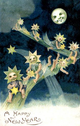 https://flic.kr/p/CaeJkx | 1907 2 | A Happy New Year New Year Postcard, Man In The Moon, Vintage Moon, Vintage Man, Paper Moon, Sun Moon And Stars, Moon Illustration, In The Moon, Celestial Art