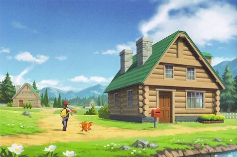 Pokemon Environment Concept Art, Pokemon House, Pokemon Towns, Pokemon Locations, Anime Town, Pokemon Painting, Pokémon Diamond, Pokemon Backgrounds, Pokemon Regions