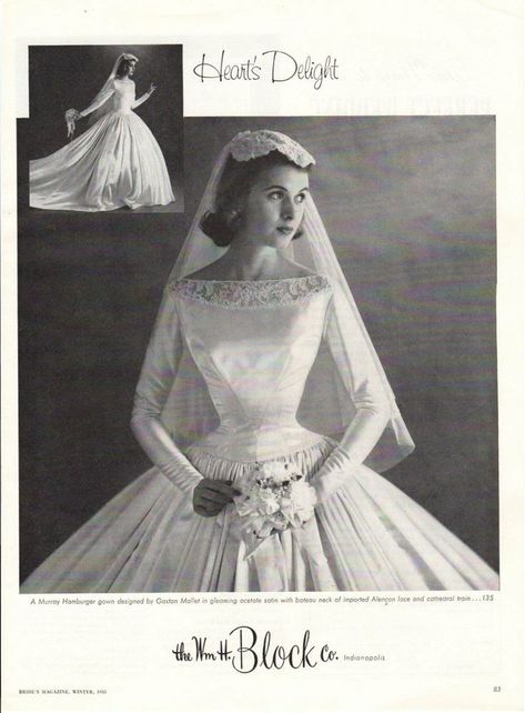 Vintage advertising print ad Bride dress 1955 Wedding Gaston Millet Gown Heart's | eBay | Bridal dresses vintage, Wedding gowns vintage, Vintage wedding dress pattern 60s Bride Vintage, Vintage Wedding Dress Patterns 1950s, Vintage French Wedding Dress, Old Bride Dress, Vintage Wedding Ball Gown, 50s Wedding Dress Vintage, Vintage Italian Wedding Dress, 50s Wedding Dresses, Vintage Wedding Dress 1950s 1940s