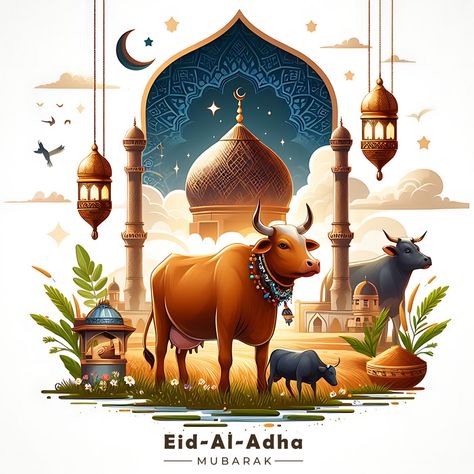 Eid Al Adha 2024, Mosque Png, Eid Al-adha Design, Islamic Books In Urdu, Cow Vector, Happy Eid Al Adha, Idul Adha, Gods Of Egypt, Poster Template Design