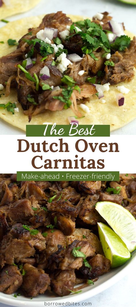 Dutch Oven Carnitas, Oven Carnitas, Iron Family, Sunday Meals, Pork Carnitas Tacos, Mexican Pulled Pork, Pork Carnitas Recipe, Comfort Meals, Pork Shoulder Recipes