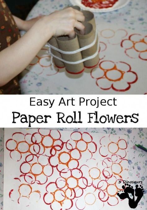 Easy Art Project: Paper Roll Flowers - fun and easy painting project for spring time - 3Dinosaurs.com #preschoolartprojects Paper Roll Flowers, Galaxy Painting Acrylic, Easy Painting Projects, Project Paper, Art Project For Kids, Diy Galaxy, Acrylic Tutorials, Project For Kids, Easy Art Projects