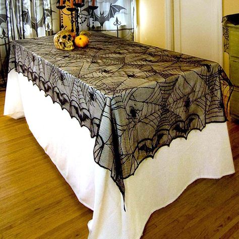 Décoration Table Halloween, Spider Web Halloween Decorations, Table Halloween, Halloween Tablecloth, Halloween Table Decorations, Halloween Tattoo, Party Table Cloth, Halloween Spider Web, Black Spider