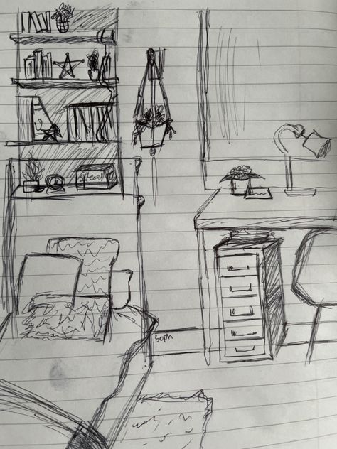 Messy Bedroom Drawing, Messy Drawings Sketches, Bedroom Sketch, Messy Sketches, Messy Bedroom, Bedroom Drawing, Anime Websites, Drawing Sketches, Sketch