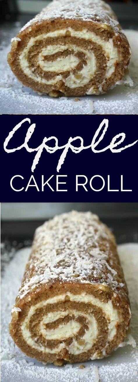 Apple Spice Roll Cake, Apple Cake Roll, Fridge Desserts, Roll With Cream Cheese Filling, Rolled Cakes, Dessert Rolls, Spiced Apple Cake, Today Recipes, Fall Desserts Apple