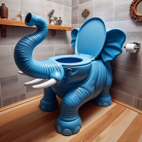 Graceful Design: Transform Your Bathroom with an Elephant-Inspired Toilet Elephant Shaped Toilet 🐘🚽🌟 #ElephantToilet #PottyPachyderm #TrunkFlush Make a statement in your bathroom with an Elephant Shaped Toilet. Featuring a whimsical design inspired by majestic elephants, this toilet adds a touch of safari charm to your bathroom decor. With its unique shape and playful details, the Elephant Shaped Toilet transforms the mundane task of using the toilet into a delightful experience. Step into t... Cute Apartment, Elephant Theme, Wooden Elephant, Bathroom Size, Bathroom Solutions, Elephant Painting, The Mundane, Toilet Design, Unique Bathroom