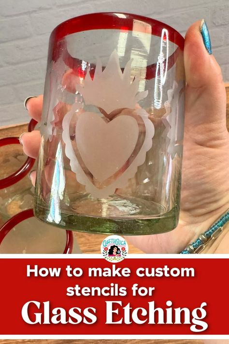 Make your own stencils for glass etching using a Cricut. Here is an easy tutorial to follow! Sparkle Crafts, Glass Etching Patterns, Glass Etching Stencils, Make Your Own Stencils, Etching Cream, Diy Stencils, Glass Cactus, Adhesive Stencils, How To Make Stencils