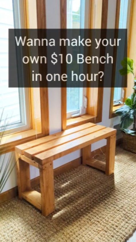 Easy Diy Wood Bench, Diy Front Porch Bench Ideas, Pressure Treated Wood Projects, No Kitchen Island, Simple Bench Diy, 2x4 Bench Diy, 1x2 Wood Projects, Diy Small Bench, Wood Bench Diy