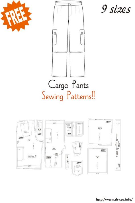 Cargo Pattern Pants, Denim Pants Sewing Pattern Free, Unisex Pants Pattern, Cargo Pant Sewing Pattern, Cargo Sewing Pattern, Pattern Pants Men, Man Pants Pattern, How To Make Cargo Pants Sewing Tutorials, Sewing Patterns Free Men