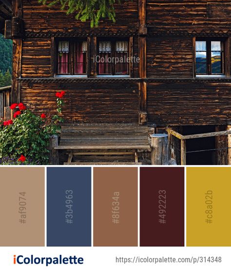 57 Log Cabin Color Palette ideas in 2021 | iColorpalette Cabin Paint Colors Interior, Painted Log Cabin Exterior, Log Cabin Paint Colors, Log Cabin Interior Paint Colors, Cabin Color Palette, Cabin Branding, Cabin Exterior Color Schemes, Exterior Cabin Colors, Cabin Exterior Colors