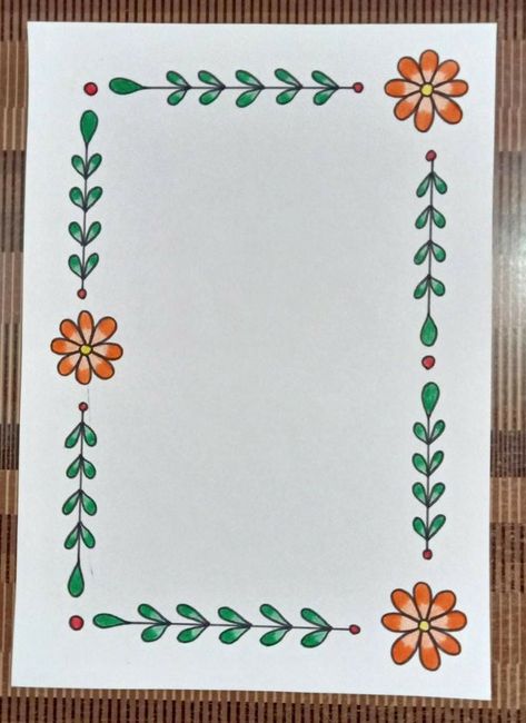 Border Design Flower, Page Borders Design Handmade, Boarders Designs For Projects, Book Art Projects, Creative School Project Ideas, Colorful Borders Design, Front Page Design, Paper Art Design, Bond Paper Design