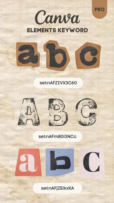 Canva Elements Keyword - Vintage old Alphabet Canva Elements Keyword Journal, Letters Elements Canva, Scrapbook Letters Canva, Canva Vintage Font, Elemen Canva Vintage, Canva Letter Elements Keyword, Canva Alphabet Element Keyword, Canva Scrapbook Elements, Canva Elements Keyword Vintage