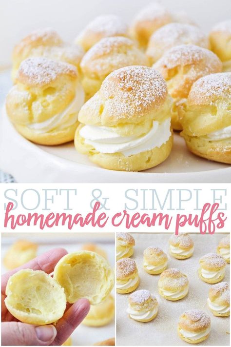 Homemade Cream Puffs are better than the bakery. You won't believe how simple and easy these elegant little pastries are to make! #creampuffs #creampuffrecipe #dessert #dessertrecipe Mini Cream Puffs, Banana Cream Cheese Muffins, Cream Puffs Recipe Easy, Custard Bread, Biggie Cheese, Banana Cream Cheese, Homemade Cream Puffs, Cream Puffs Recipe, Mini Desert