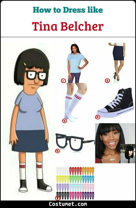 Tina Belcher Costume, Bob's Burgers Halloween Costume, Bobs Burgers Costume, Bob's Burgers Halloween, Simple Cosplay, White Tube Socks, Burger Costume, Cartoon Halloween Costumes, Bobs Burgers Tina