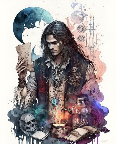 Hoodoo Conjure Rootwork, Male Witch, Witch Drawing, Witch Characters, Advanced Dungeons And Dragons, Dark Witch, Fantasy Male, Witch Art, Witch Aesthetic