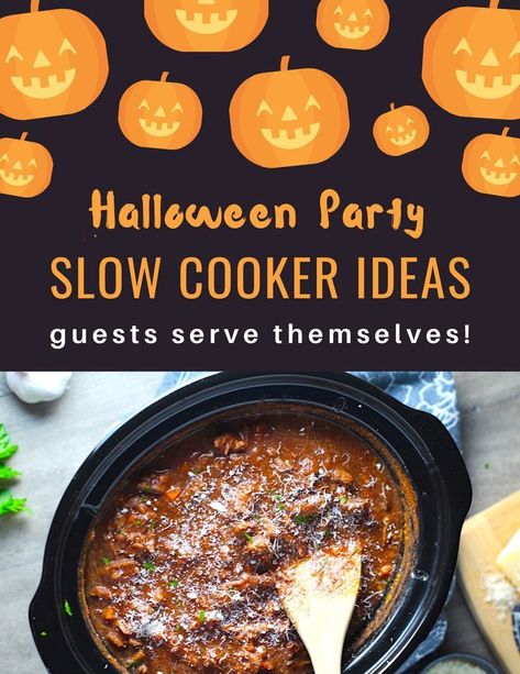 Are you having a Halloween party or get-together this year? Then easy recipes are in order so that you can enjoy the party and not be serving or slaving away! And the Slow Cooker is just the thing to make your party-hosting life easier. These Halloween Dinner recipes are delicious, fun, and easy for guests to help themselves so you don’t have to worry. #halloweenfood #slowcookerrecipes #crockpotrecipes Easy Halloween Dinner Recipes, Easy Halloween Dinner, Halloween Main Dish, Halloween Dinner Recipes, Party Main Dish, Halloween Dinner Ideas, Slow Cooker Ideas, Cooked Pumpkin, Meatballs Marinara