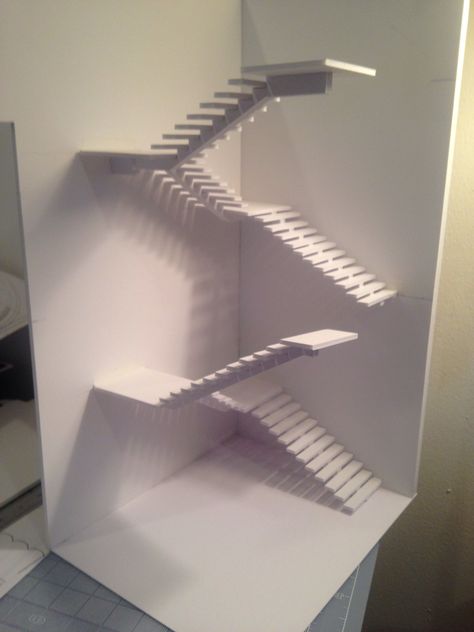 White stair model Stairs Model Architecture, Architecture Model Design, Paper Model Architecture, L Shaped Stairs, Design Stairs, Rustic Stairs, White Stairs, Window Architecture, Cardboard Model