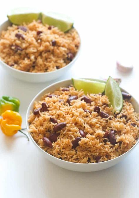 Easy Caribbean Recipes - Immaculate Bites Caribbean Rice And Beans, Jamaican Curry Goat, Caribbean Rice, Jamaican Rice, Creole Spice, Red Beans N Rice Recipe, Curry Goat, Jamaican Curry, Jamaican Dishes